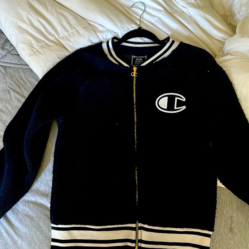 Fleece Champion zip up jacket.